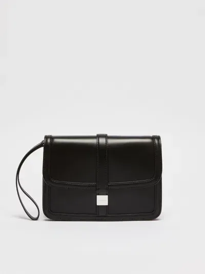 Max Mara Smooth Leather Clutch In Black