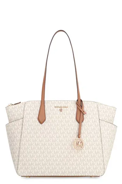 Michael Michael Kors Marilyn All Over Logo Canvas Tote In White