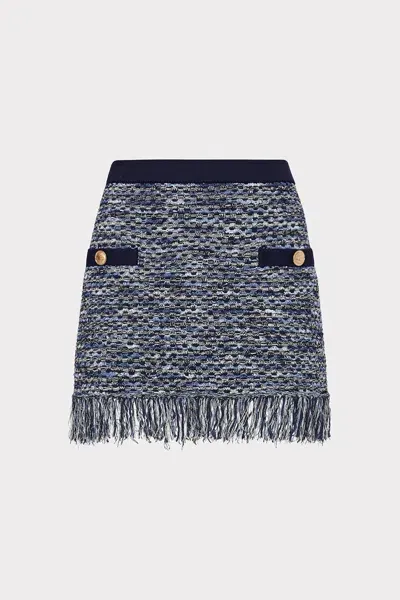 Milly Kali Textured Knit Mini Skirt In Navy Multi