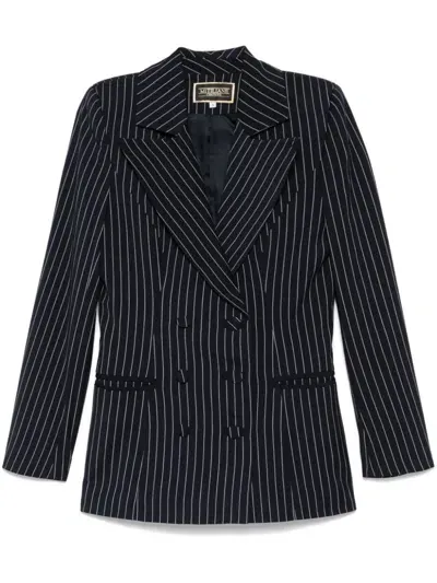 Mitiliane Couture Pinstriped Blazer In Black