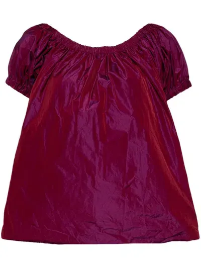 Molly Goddard Babydoll Taffeta Blouse In Purple