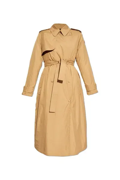 Moncler Barbetane Down Trench Coat In Beige