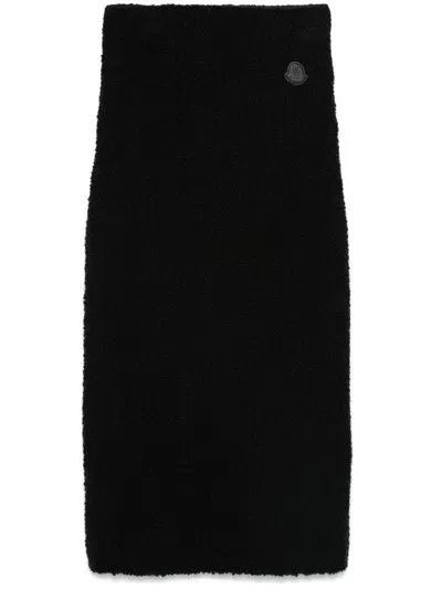 Moncler Bouclé Midi Skirt In Black