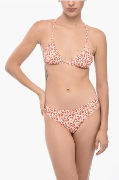 Moncler Logoed Bikini Set With Adjustable Straps In Red