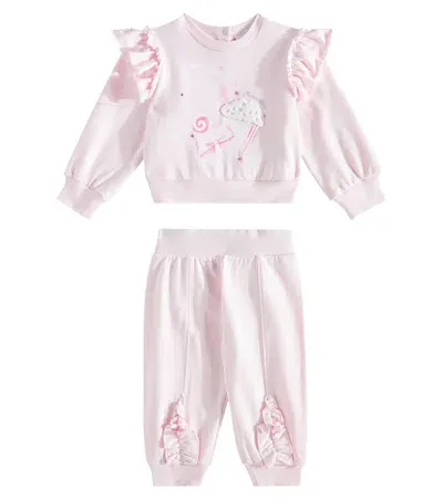 Monnalisa Baby Set Aus Sweatshirt Und Jogginghose In Pink