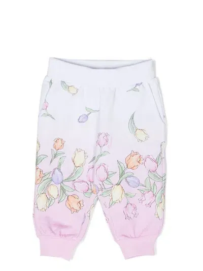 Monnalisa Babies' Floral-print Track Pants In Pink