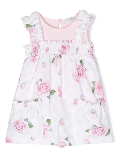 Monnalisa Babies' Rose-print Two Piece Set In Pink