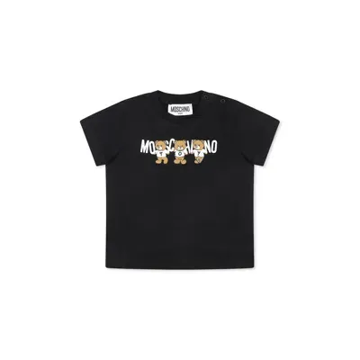 Moschino Black T-shirt For Babykids With Three Teddy Bears