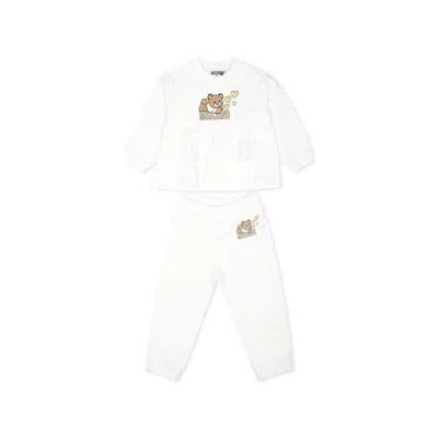 Moschino Ivory Suit For Baby Girl With Teddy Bear