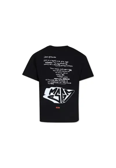 Msgm Kids' Black T-shirt For Boy With Logo