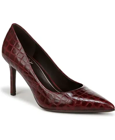 Naturalizer Anna Pointed Toe Dress Pumps In Cranberry Red Croco Embossed Leather