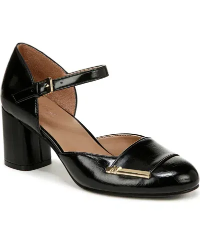 Naturalizer Lavish Mary-jane Pumps In Black Faux Leather