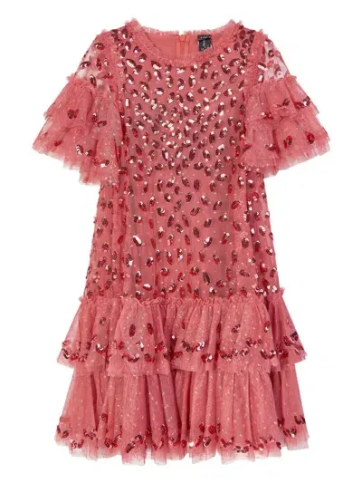 Needle & Thread Kids' Autumn Leaves Dress In Pink