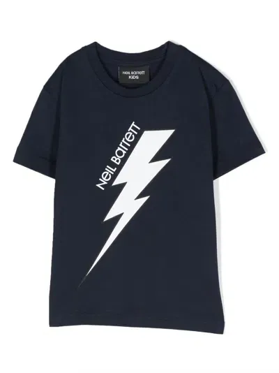 Neil Barrett Kids' Logo-print Short-sleeve T-shirt In Blue