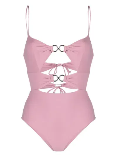 Nensi Dojaka Ring-embellished Cut-out Swimsuit In Rosa