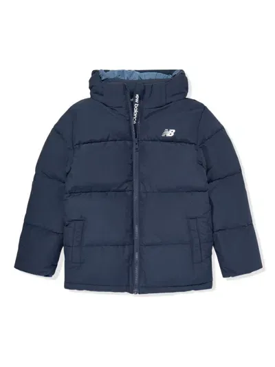 New Balance Kids' Logo-print Puffer Jacket In Blue