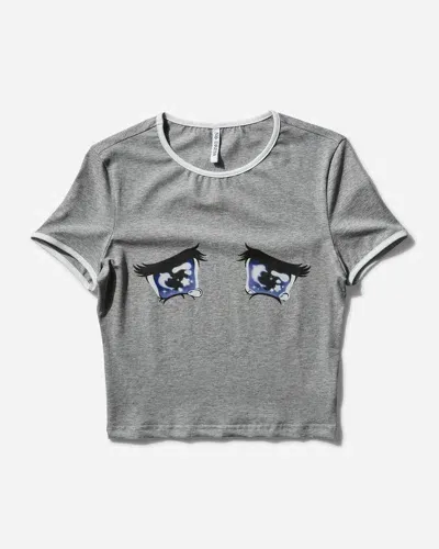 No Dress Women S No Cry Crying Eyes Printed T-shirt In Grey