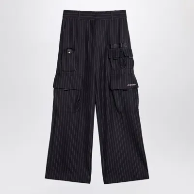 Off-white Off White™ Wide Grey Pinstripe Cargo Trousers In Blue