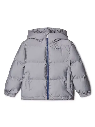 Off-white Kids' Bookish Quilted Puffer Jacket In Blue