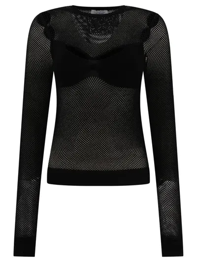 Off-white Sleek Black Net Arrow Top For Women