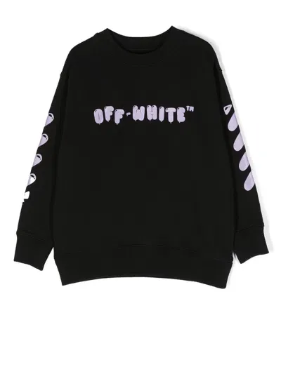 Off-white Kids' Signature Diag-stripe Sweatshirt In Black