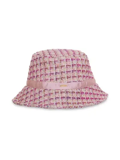 Patachou Kids' Tweed Bucket Hat In Pink