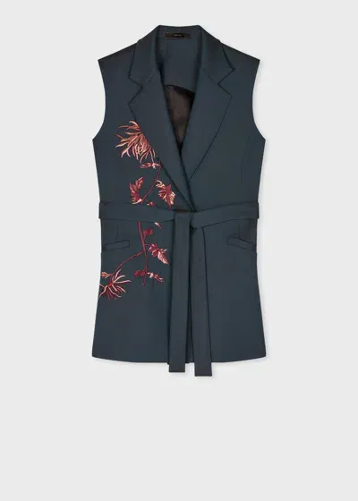 Paul Smith Women's Blue Tonic Wool Embroidered Waistcoat