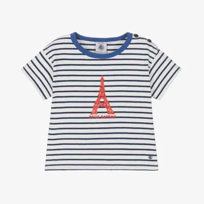 Petit Bateau Babies' Boys Blue Striped Cotton T-shirt