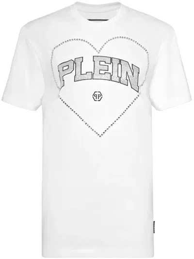 Philipp Plein Rhinestone-embellished Cotton T-shirt In White