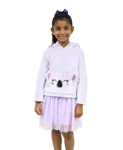 Pink & Violet Kids' Toddler Girls Koala Pocket Hoodie Sweater Dress In Lilac