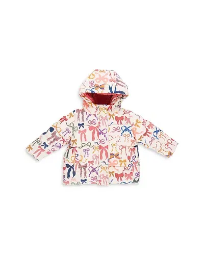 Pink Chicken Girls' Pete Nylon Printed Hooded Down Jacket - Little Kid In Bows On Bows