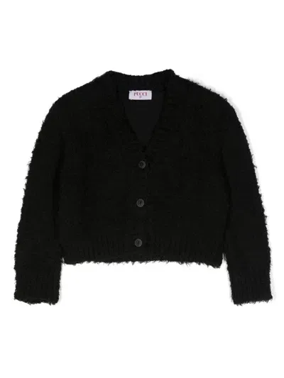 Pucci Kids' Cardigan Effetto Pelo In Black