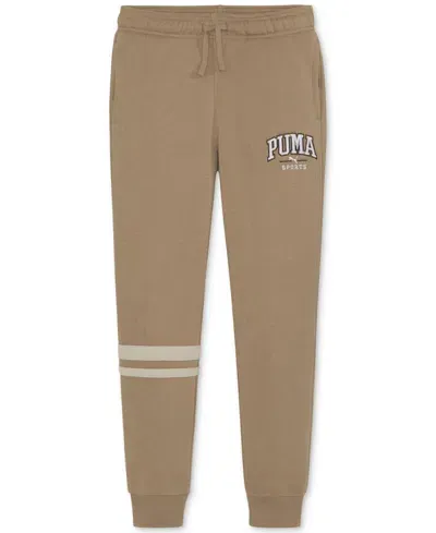 Puma Kids' Big Boys Squad Pack Logo Embroidered Fleece Joggers In Lt Brown