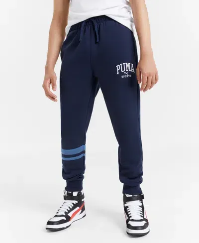 Puma Kids' Big Boys Squad Pack Logo Embroidered Fleece Joggers In Navy