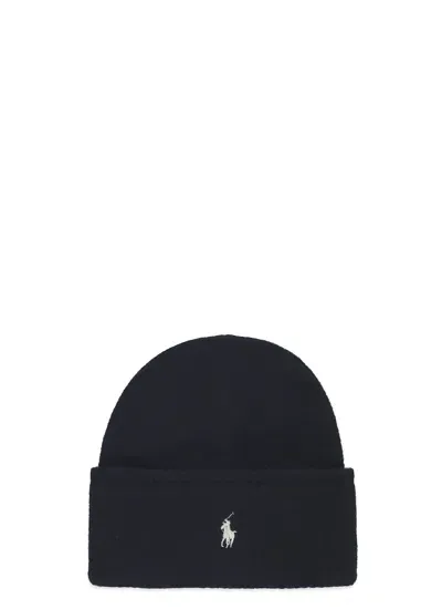 Ralph Lauren Pony Beanie Hat In Black