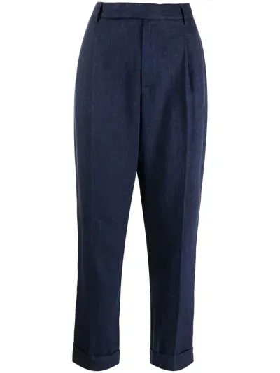 Ralph Lauren Turn-up High-waisted Trousers In Blue