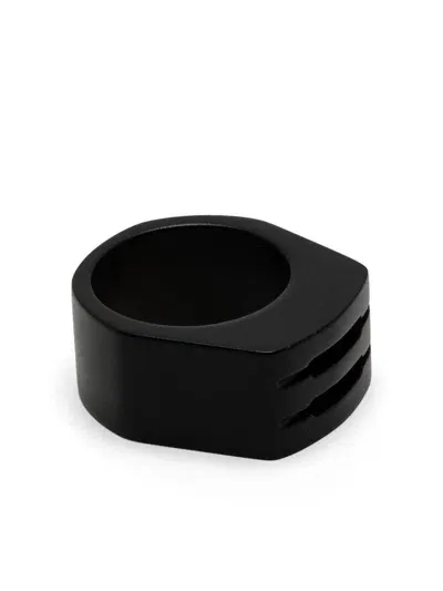 Rick Owens Grill Engraved Ring In Black