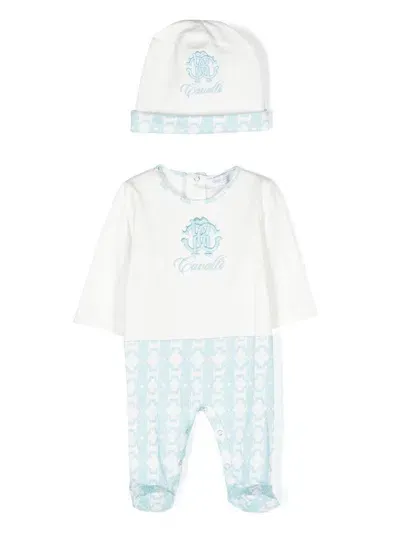 Roberto Cavalli Junior Embroidered Logo Babygrow Set In White