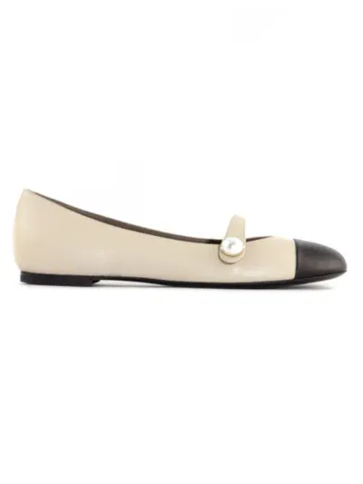 Roberto Festa Beige Leather Divy Ballerina In Neutrals