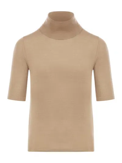 's Max Mara Wool Yarn Turtleneck In Nude & Neutrals