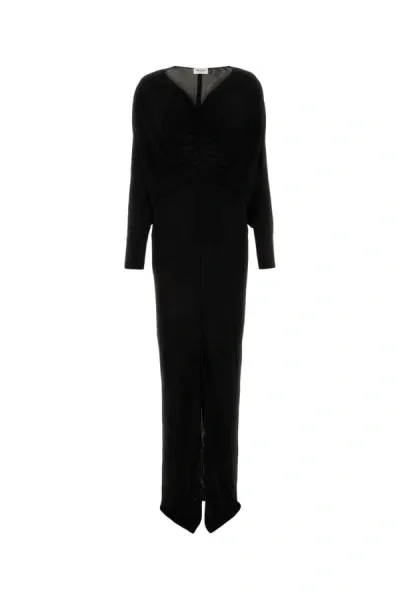 Saint Laurent Woman Black Viscose Long Dress