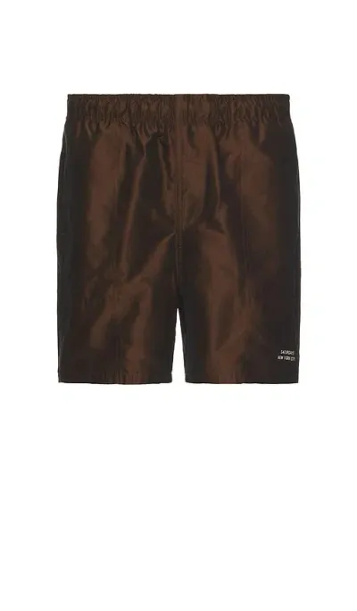 Saturdays Surf Nyc Talley Iridescent Swim Short In Dark Earth