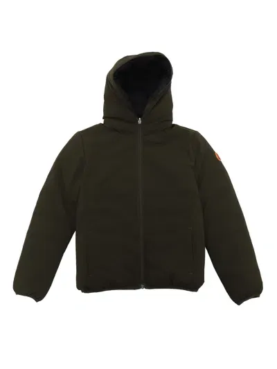 Save The Duck Kids' Oliver Hooded Reversible Jacket In Green