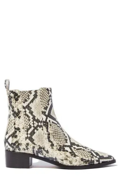 Scarosso Olivia Python - Woman Chelsea Boots Beige In Beige - Python-printed Calf