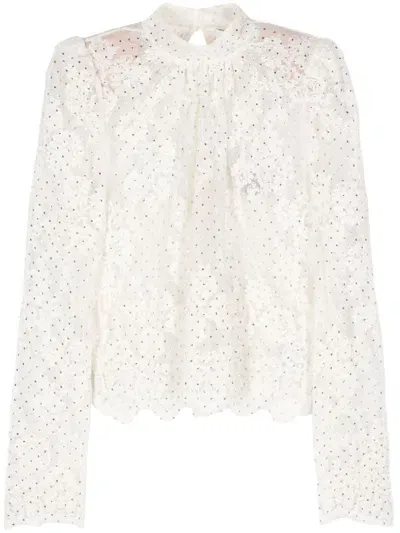 Self-portrait Crystal-embellished Blouse In White