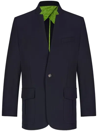 Shanghai Tang Stand-up Collar Blazer In 蓝色