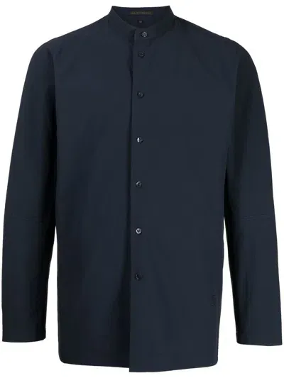 Shiatzy Chen Collarless Long-sleeved Shirt In Blue