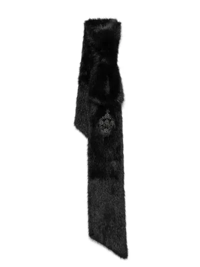 Simone Rocha Faux-fur Bow Scarf In Black