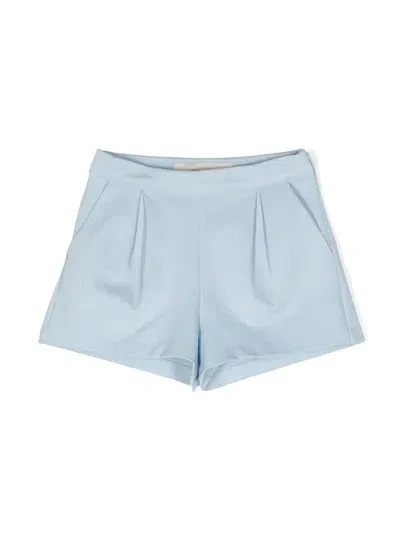 Simonetta Kids' Pleated Jersey Mini Shorts In Blue