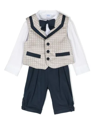 Siola Babies' Bow-detail Trousers Set In Blue